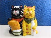 Double Pussy Cat 12" Pottery Cannister/Cookie Jar