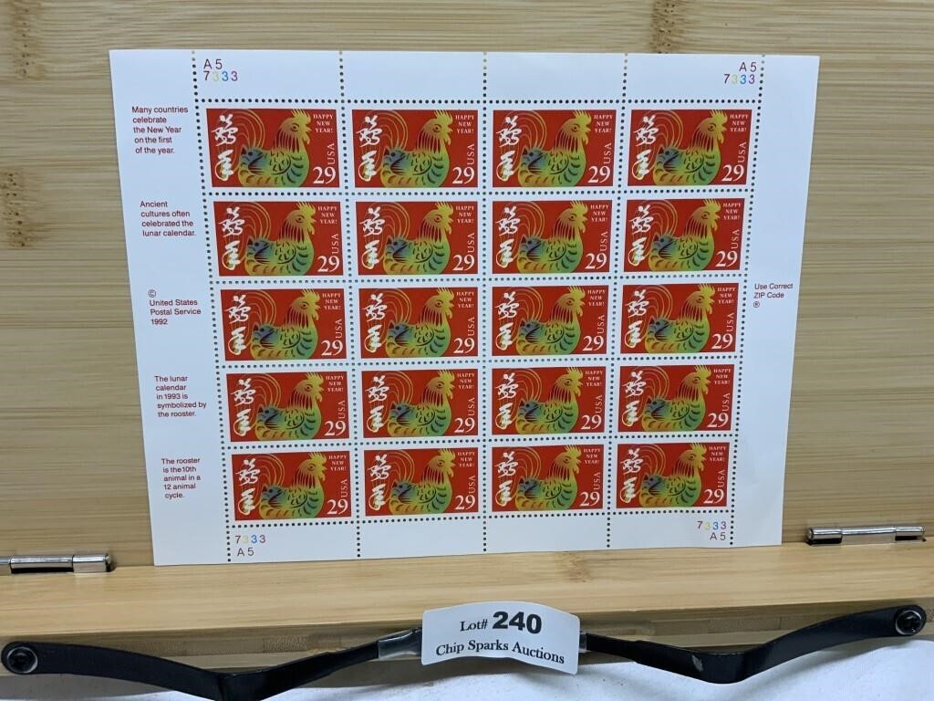 Chinese New Year Unused Sheet US Postage Stamps
