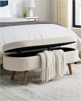 ECLYL Oval Storage Bench 43.5" Linen Fabric Uphol