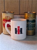 IH Mug, 2 Old Crown advertising Tin Banks