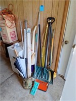 2 Drawer File Cabinet, Sweepers, Shovels