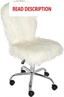 $97  Linon Cora Faux Flokati Armless Chair  White