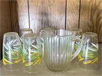 Vintage Libbey Glass Tumblers, Pitcher