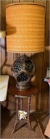 Knot Wood Lamp, Antique Inlay Table