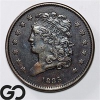 1835 Classic Head Half Cent, AU+ Bid: 145