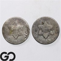 2-coin Lot, Three Cent Silvers