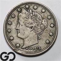 1883 Liberty V Nickel, w/ CENTS, VF+ Bid: 48