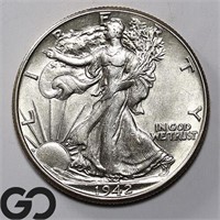 1942 Walking Liberty Half Dollar, AU++ Bid: 20