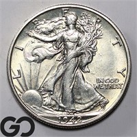 1942-S Walking Liberty Half Dollar, AU/Unc Bid: 25