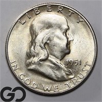 1951-S Franklin Half Dollar, Near Gem BU Bid: 26
