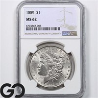 1889 Morgan Silver Dollar, NGC MS62 Guide: 80