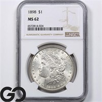 1898 Morgan Silver Dollar, NGC MS62 Guide: 85