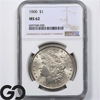 1900 Morgan Silver Dollar, NGC MS62 Guide: 85