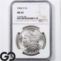 1904-O Morgan Silver Dollar, NGC MS62 Guide: 85