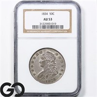 1834 Capped Bust 50c, NGC AU53 Guide: 550