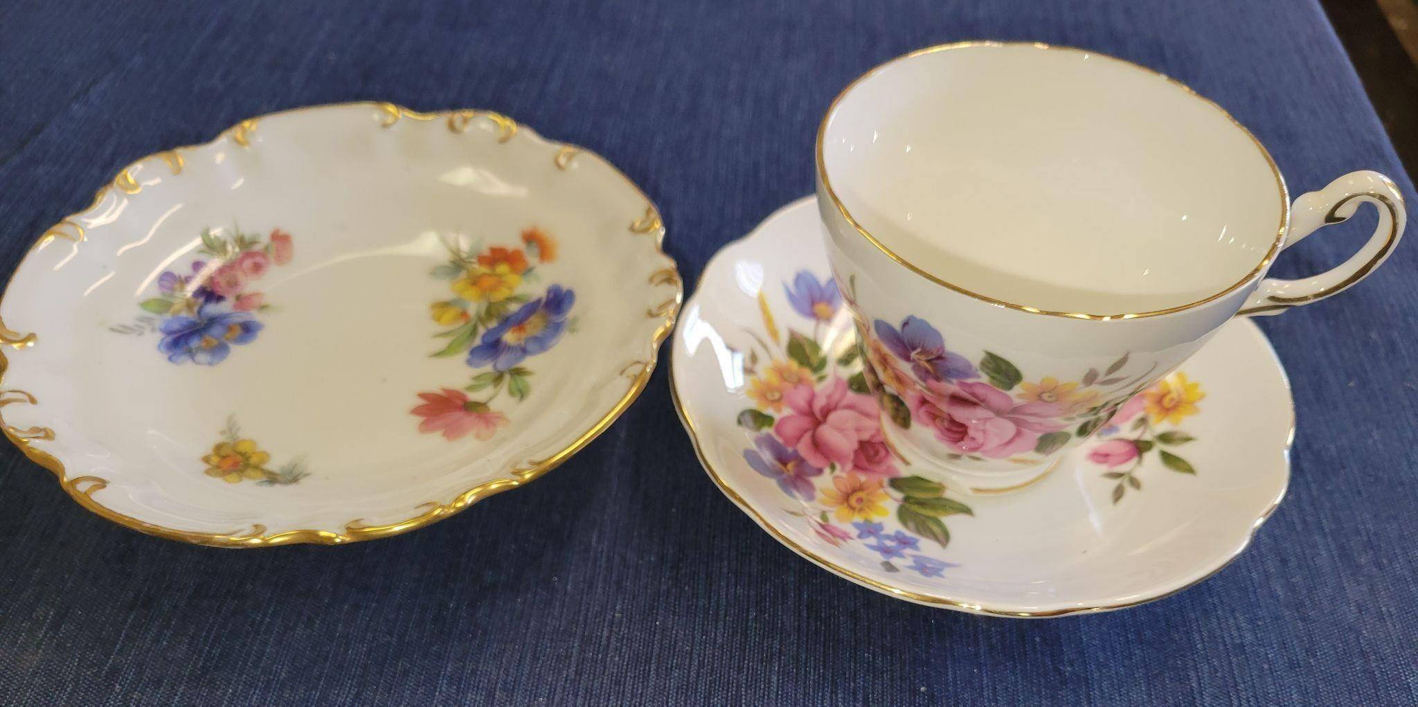 Bone China Teacup and Saucer, and Matching Plate