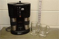 GEVALIA COFFEE MAKER. MUGS