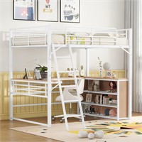 Loft Bed  Shelves  Desk  Ladder (White-3y)