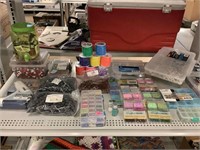 Assorted Crafters Crafting Beads and Glue Gun