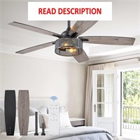 $110  52 Inch Black Industrial Caged Ceiling Fans