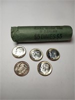Roll of 1959 Uncirculated Roosevelt Dimes **