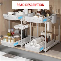 $37  2 Pack Sliding Under Sink Organizers  White