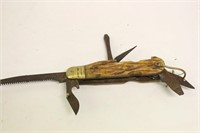 Vintage Brass & Bone Folding Knife
