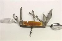 Vintage Folding Multi Tool Knife Fork Spoon