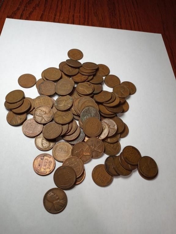 About 100 Wheat Pennies