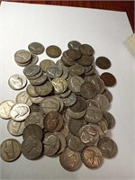 About 100 Jefferson Nickles 1940's to 1960's