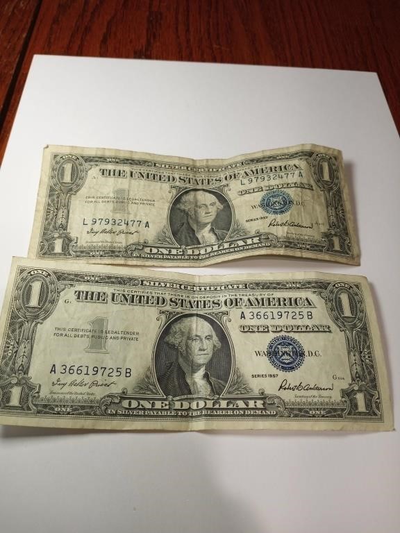 2 Silver Certificate Dollar Bills