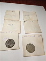 1899 To 1912 Liberty Head Nickles (x 6)