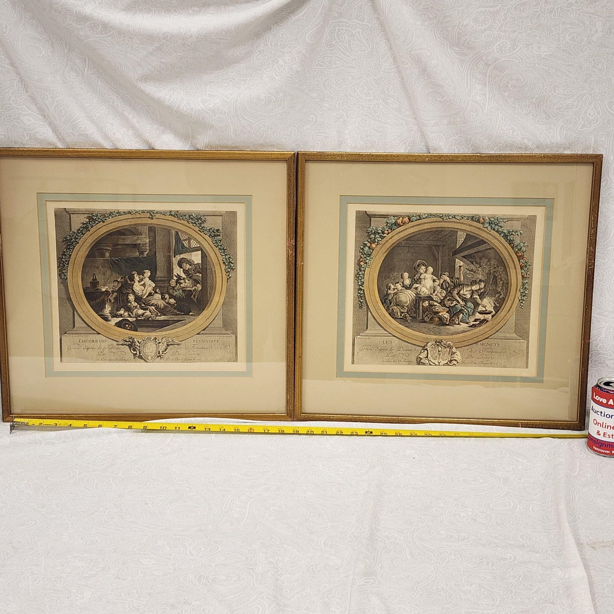Rare Pair Of Early 1800's Lithographs By Delaunay