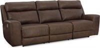 Roman Leather Power Recliner Sofa dark brown