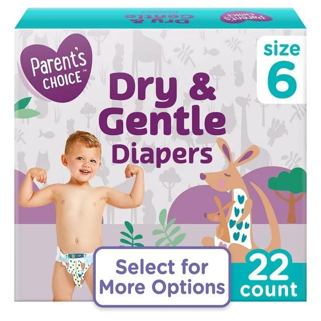 Parent's Choice Dry & Gentle Diapers SZ6 22ct Az15