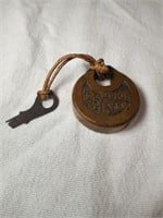 Antique Champion 6-Lever Brass Lock w/ Key