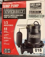 Everbilt Sump Pump 1/3HP $198 Retail