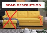 Lucca Yellow Linen Reversible Sleeper Sofa
