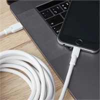 onn. 10' Lightning to USB-C Cable, White A96