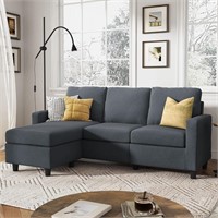 HONBAY Convertible Sofa  L Shape  Dark Grey