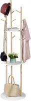 Wooden Coat Stand with Shelves & Hooks