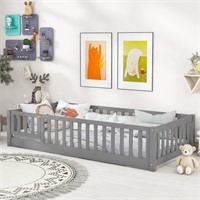 Twin Size Playpen Bed  No Box Spring (Grey)