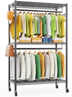 Rolling Clothes Rack with Shelves