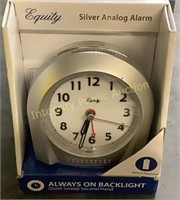 Silver Analog Alarm Clock Battery Operated