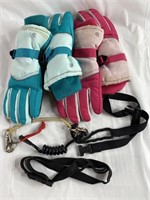 2 Pairs Champion Snow Gloves, Size 8/16 & Straps