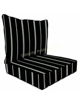 2pc Outdoor Deep Seat Chair Cushion Black/White