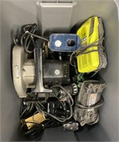 Tote Of Misc. Drill, Saws, Batteries & More