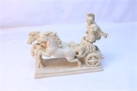 Marble Gladiator Chariot & Horse Figurine