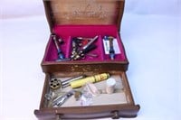 Vintage Wood Jewelry Box & Tobacco Pipe lot