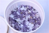 Container of Polished Rocks Purple White